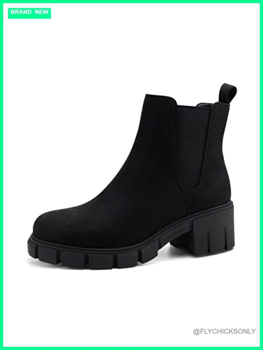 Women's Platform Chelsea Ankle Boots Chunky Heel Faux Leather Suede Booties